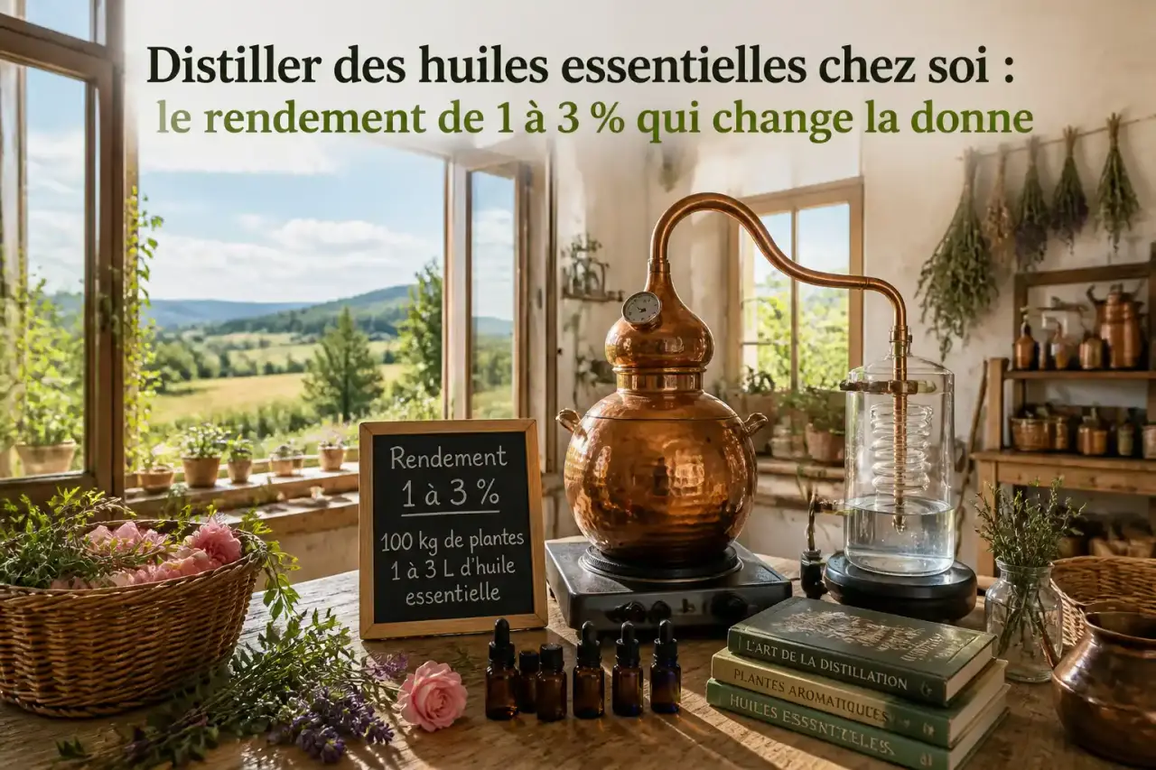 Distiller des huiles essentielles chez soi : le rendement de 1 à 3 % qui change la donne