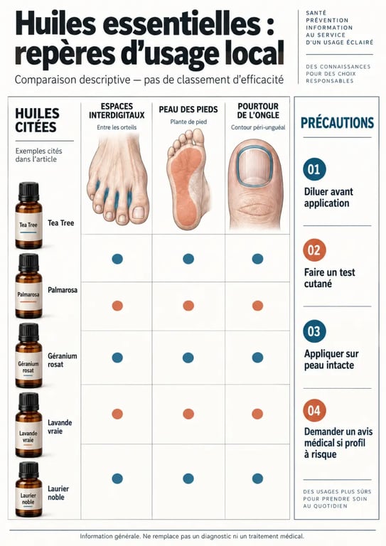 Huiles essentielles antifongiques : zones d’usage et principales précautions pour les pieds et les ongles