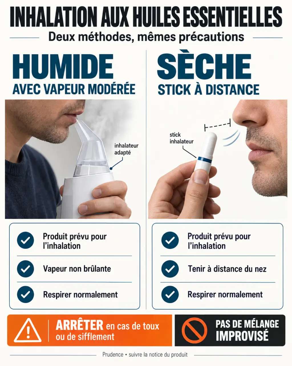 Inhalation huiles essentielles humide ou sèche avec les principales précautions d’usage