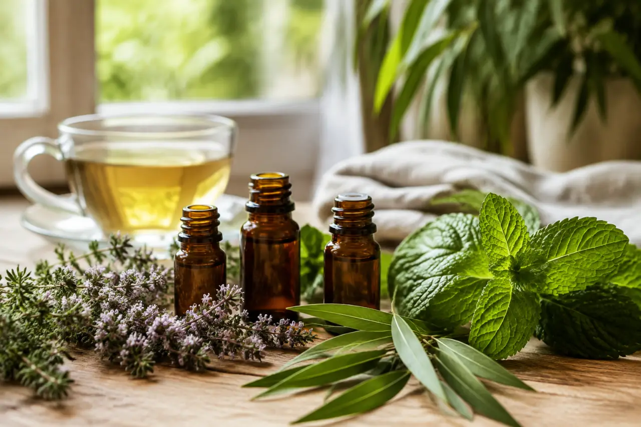Huile essentielle pour maux de gorge : thym à thujanol, tea tree et menthe poivrée